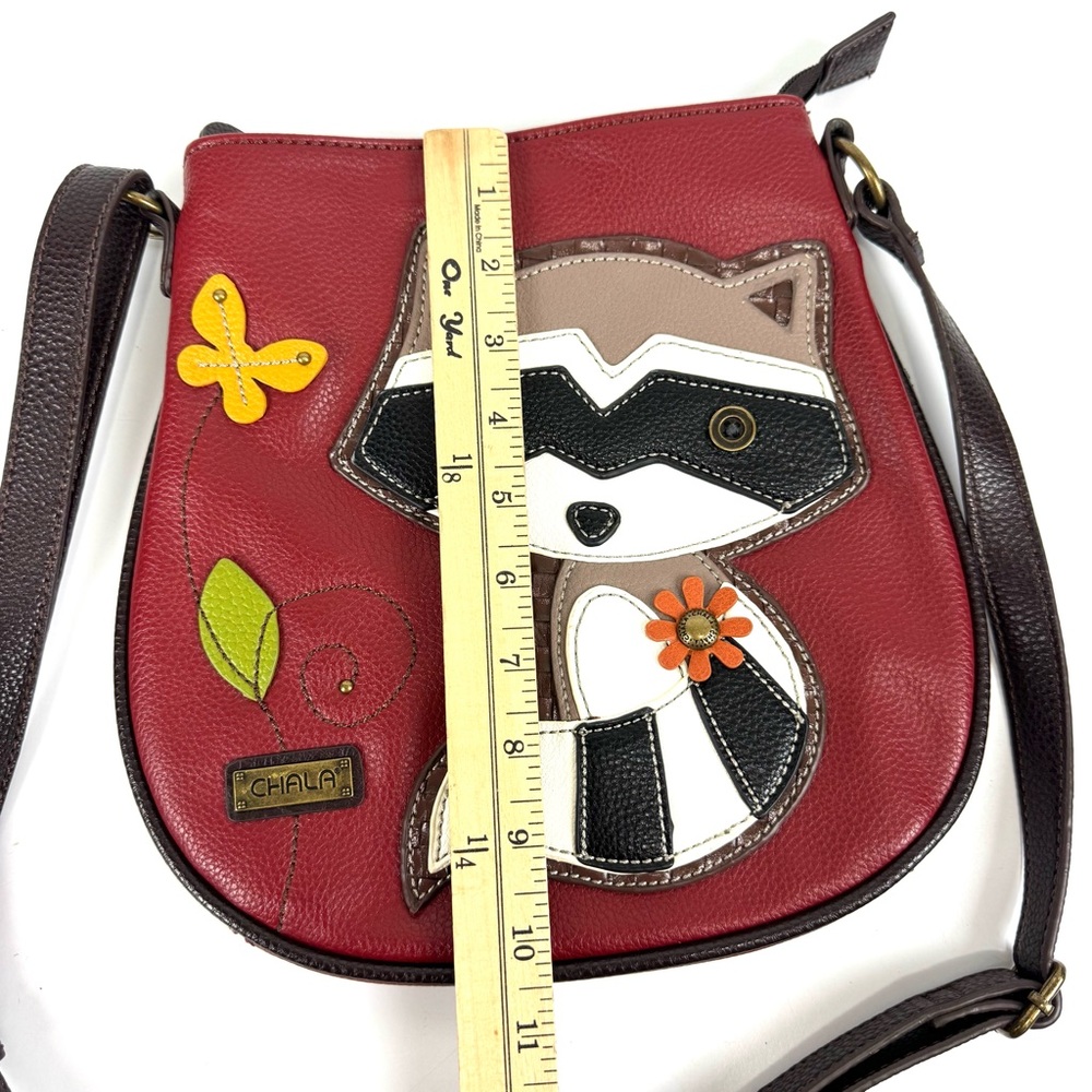 NEW Chala Raccoon Cute Crossbody Bag Vegan Leather Purse Red / Brown Boho Medium - Picture 7 of 7